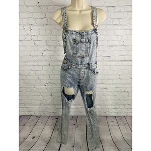 AQ American Quality Denim Distressed Coveralls Light Wash Skinny Leg Pockets 5